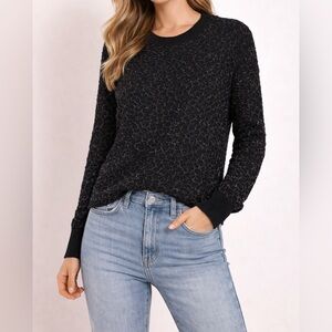 Express Black Speckled Knit Sweater Top Small EUC